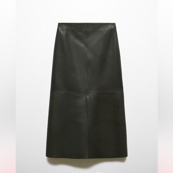 MANGO Leather midi skirt
